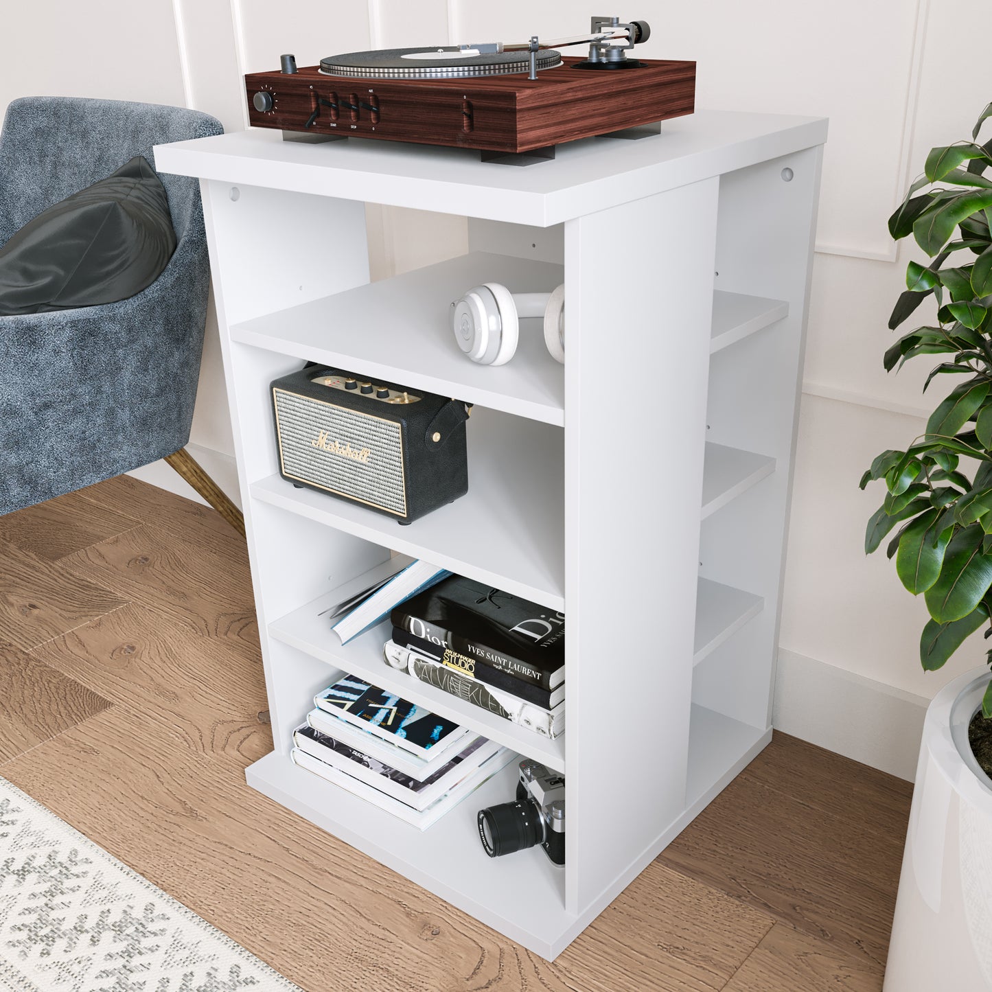 Jasper 4-Shelf Audio Tower Bookcase White