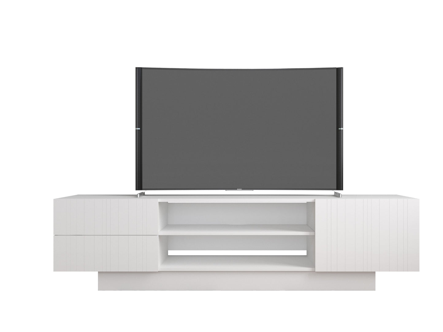 Meuble TV 72 pouces avec 2 tiroirs et armoire, blanc