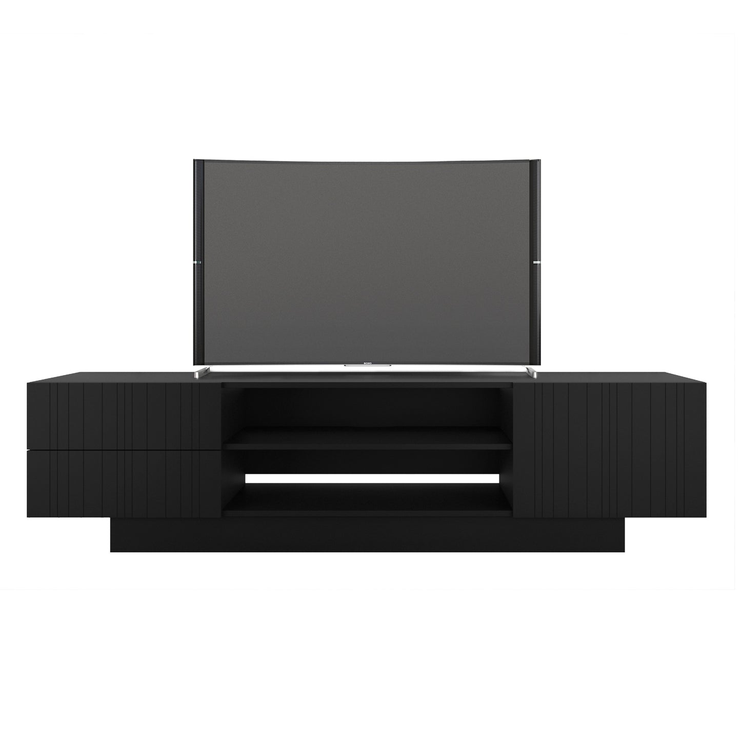 Meuble TV 72 pouces avec 2 tiroirs et armoire, blanc