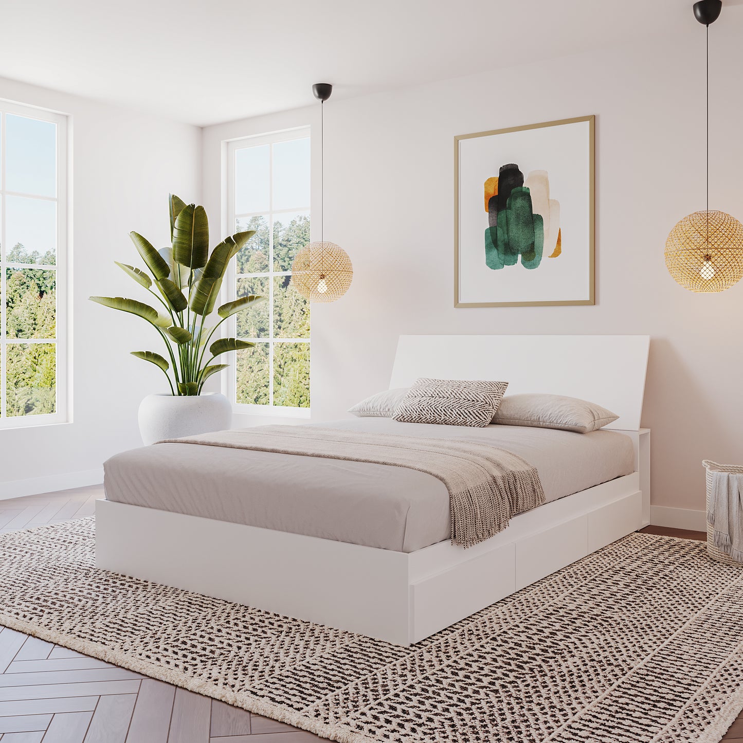 Storage Headboard, White
