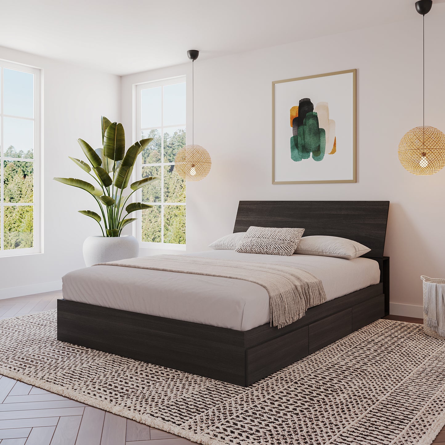 Storage Headboard, Ebony