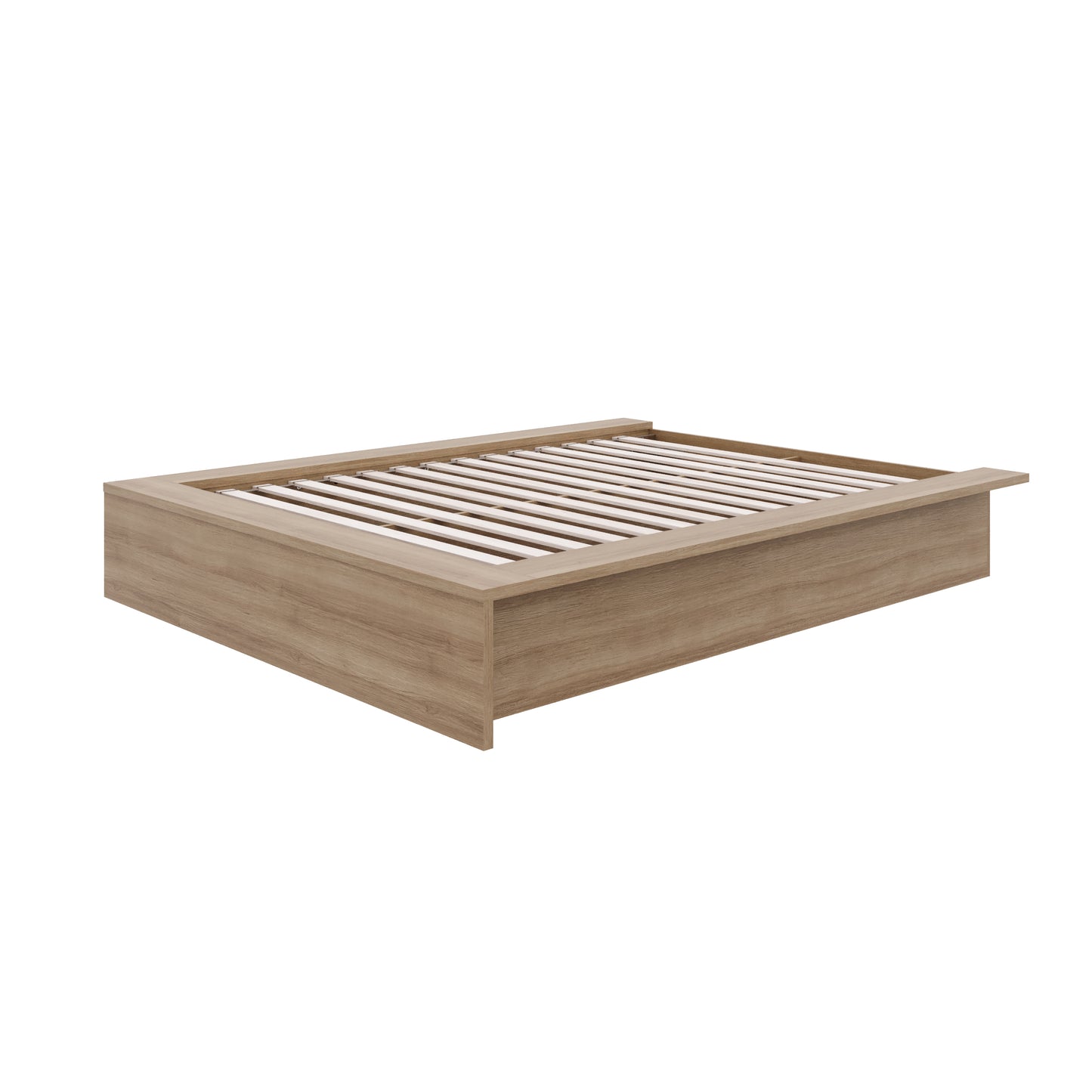 Lit plateforme James, chêne brun