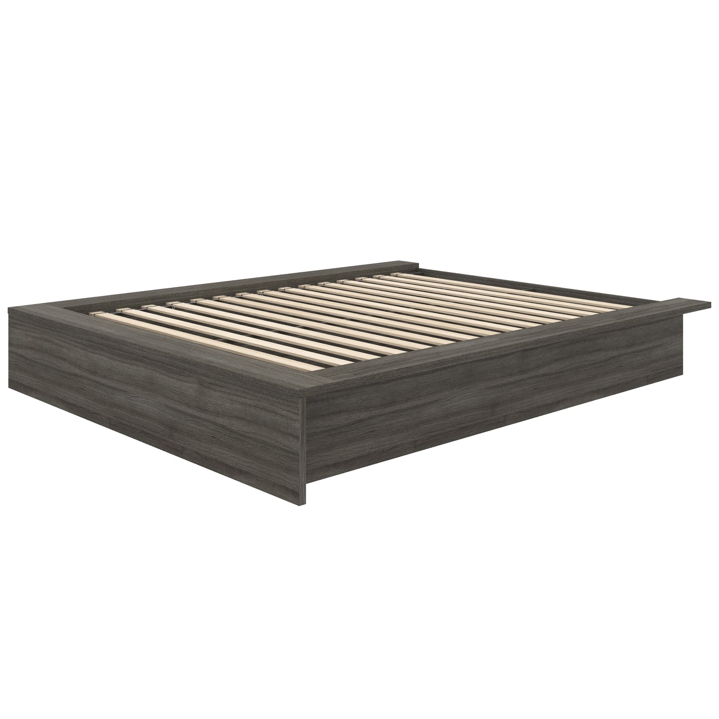 Lit plateforme James, chêne gris