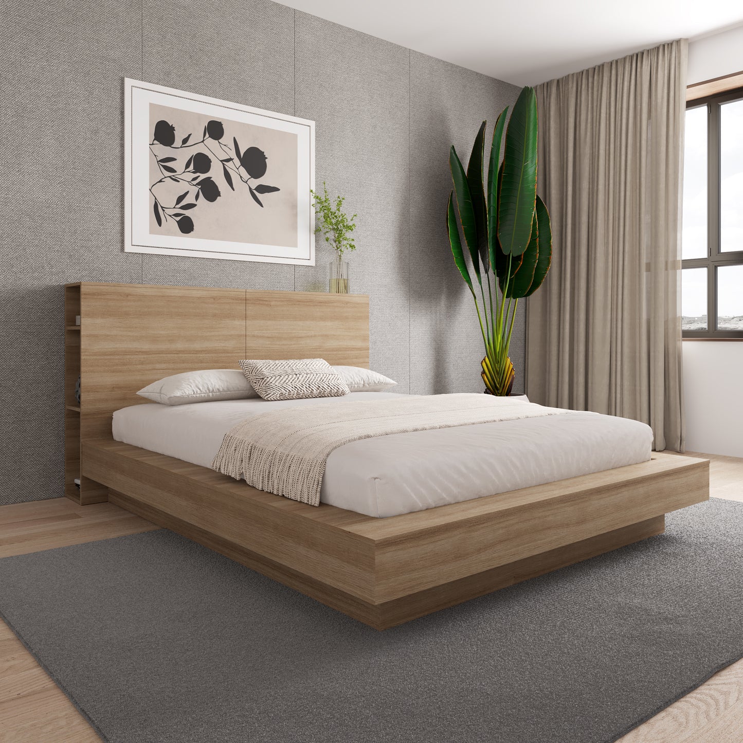 Marconi Headboard, Brown Oak