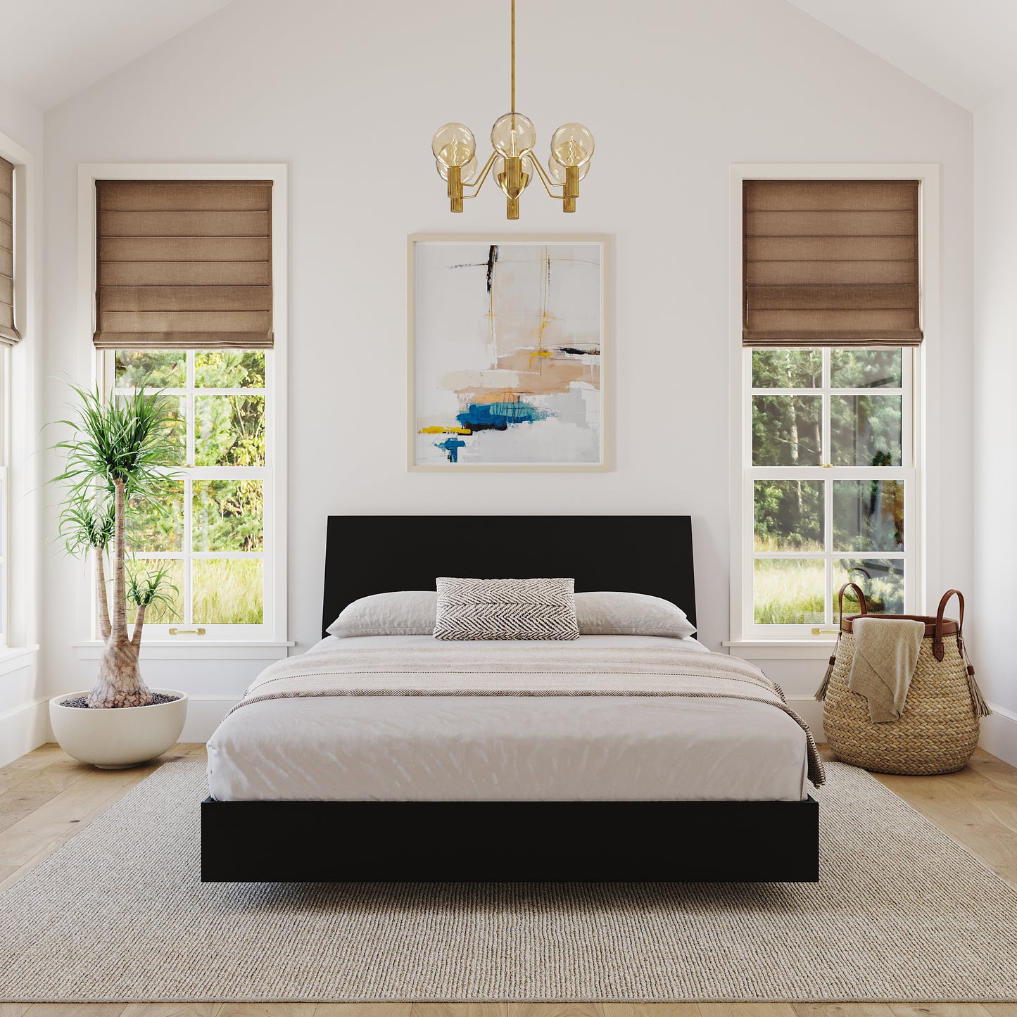 2-Piece Bedset With Bed Frame And Headboard, Black