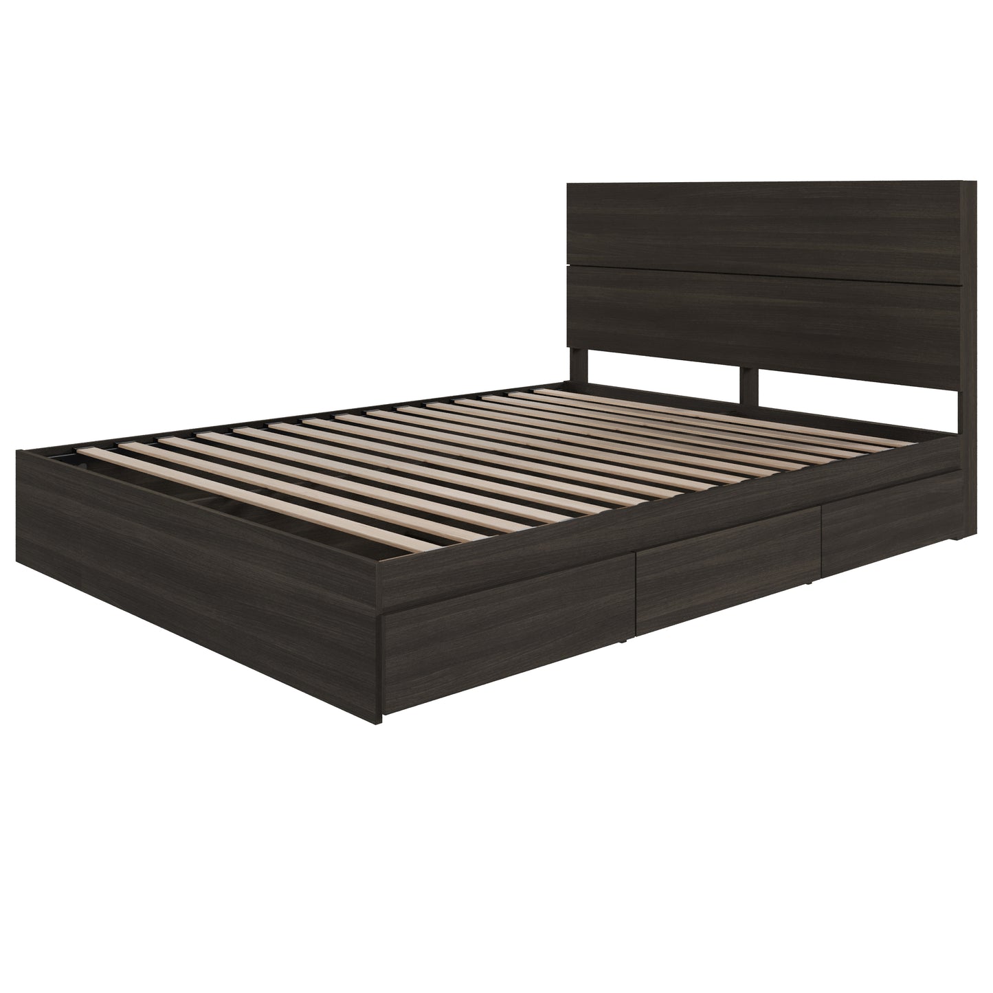 2-Piece Bedset With Bed Frame And Headboard, Ebony