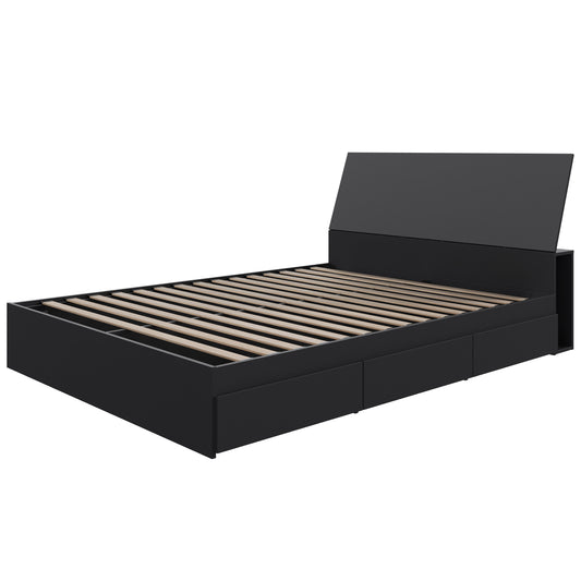2-Piece Bedset With Bed Frame And Headboard, Black