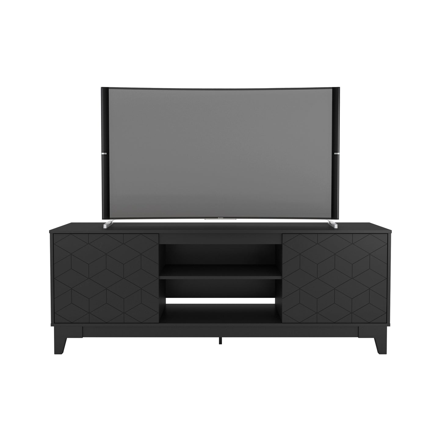 Meuble TV 72 pouces avec 2 portes, noir