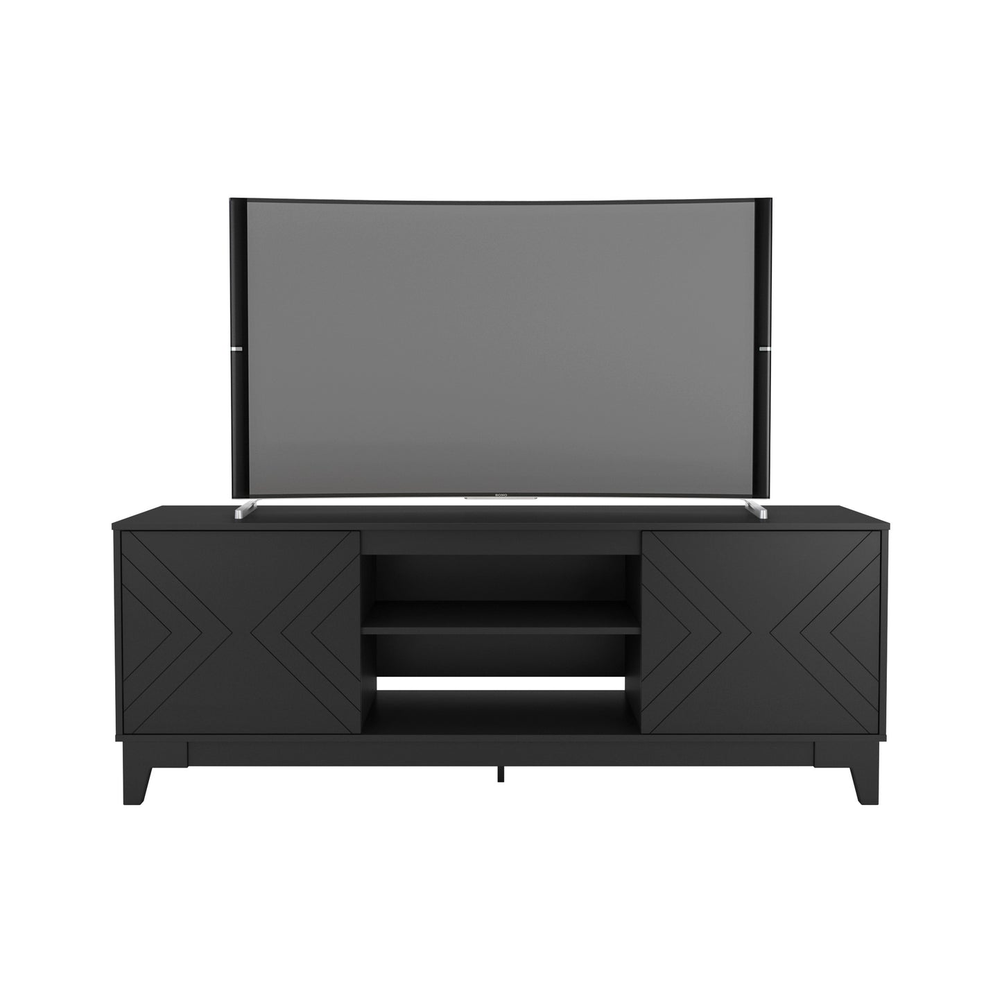 Meuble TV 72 pouces avec 2 portes, noir