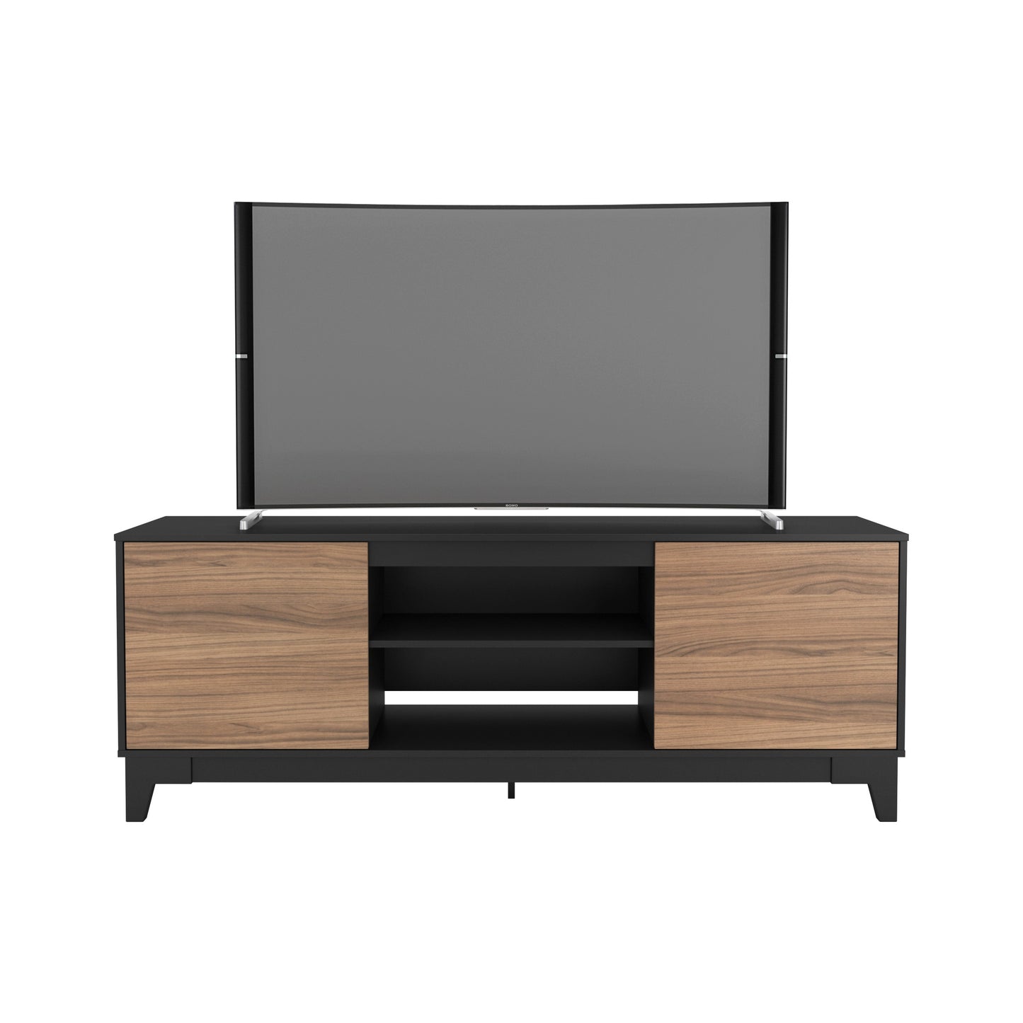 Meuble TV 72 pouces avec 2 portes, muscade et noir