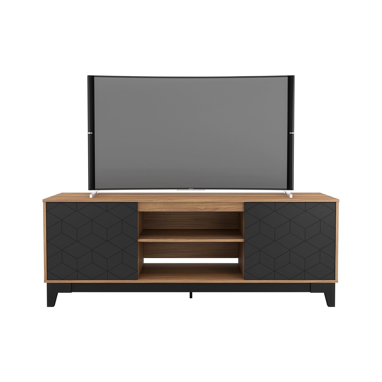 Meuble TV 72 pouces avec 2 portes, noir