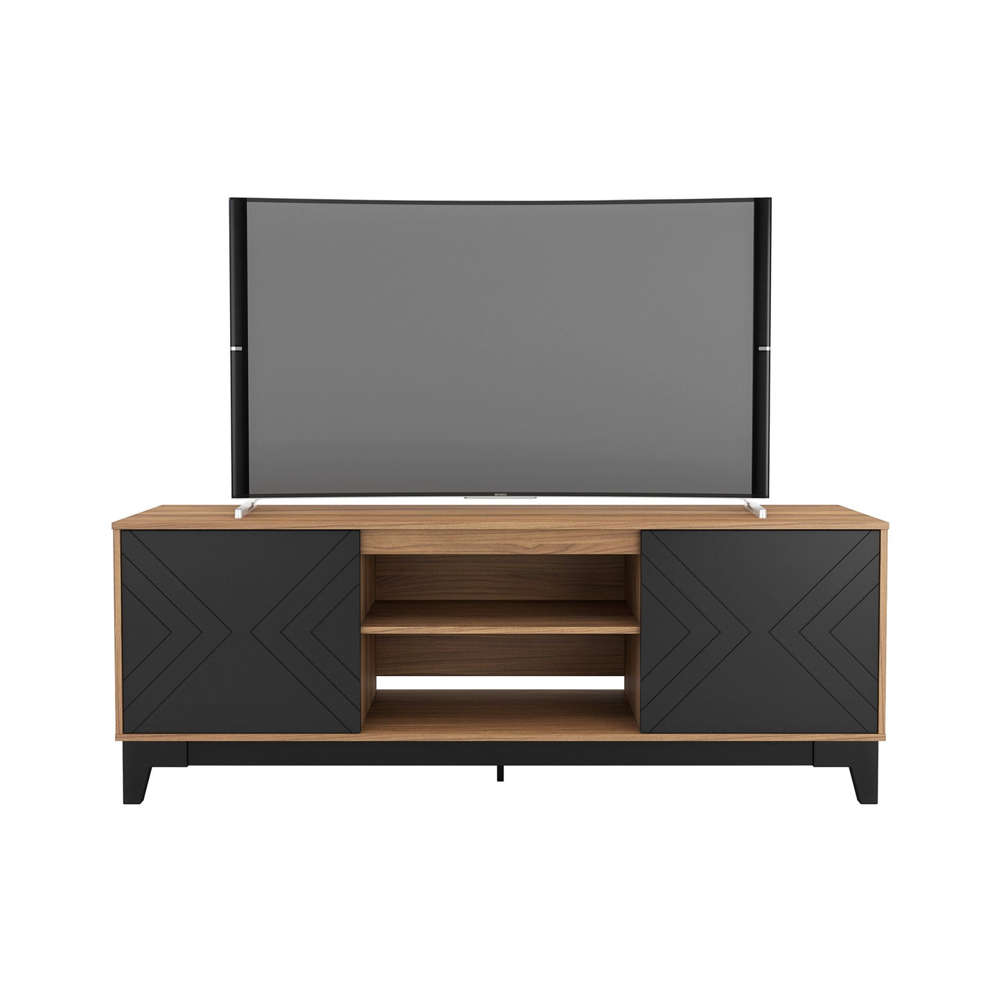 Meuble TV 72 pouces avec 2 portes, noir