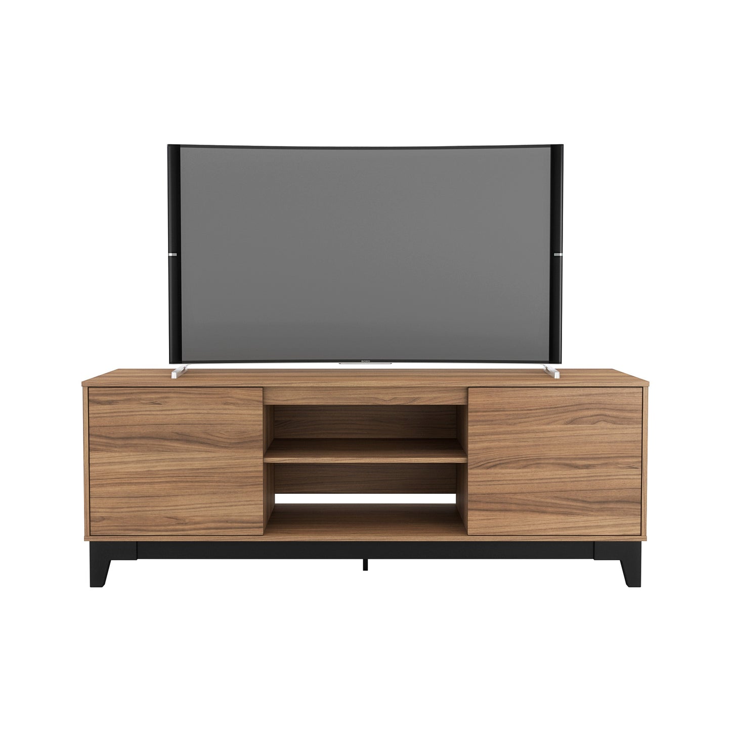 Meuble TV 72 pouces avec 2 portes, muscade et noir
