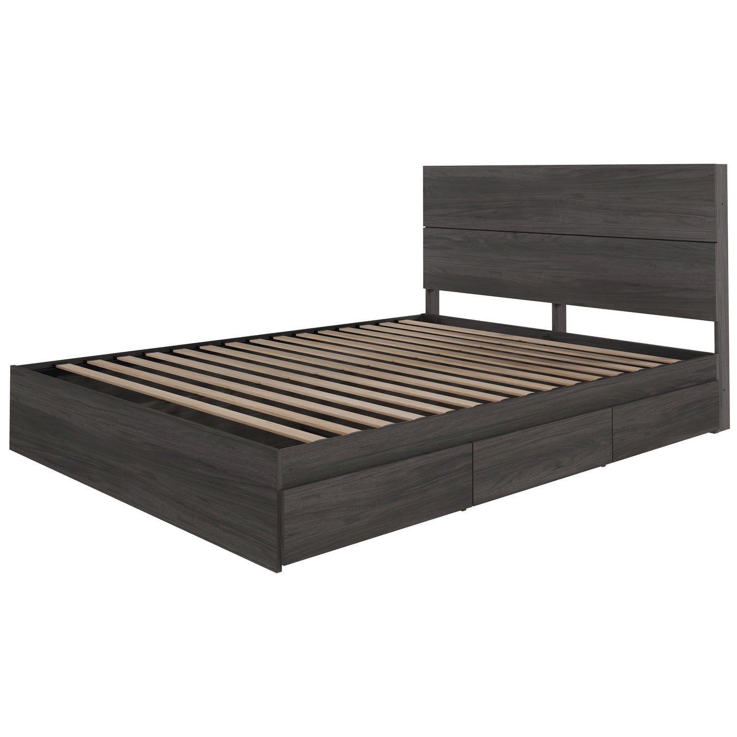 2-Piece Bedset With Bed Frame And Headboard, Bark Grey