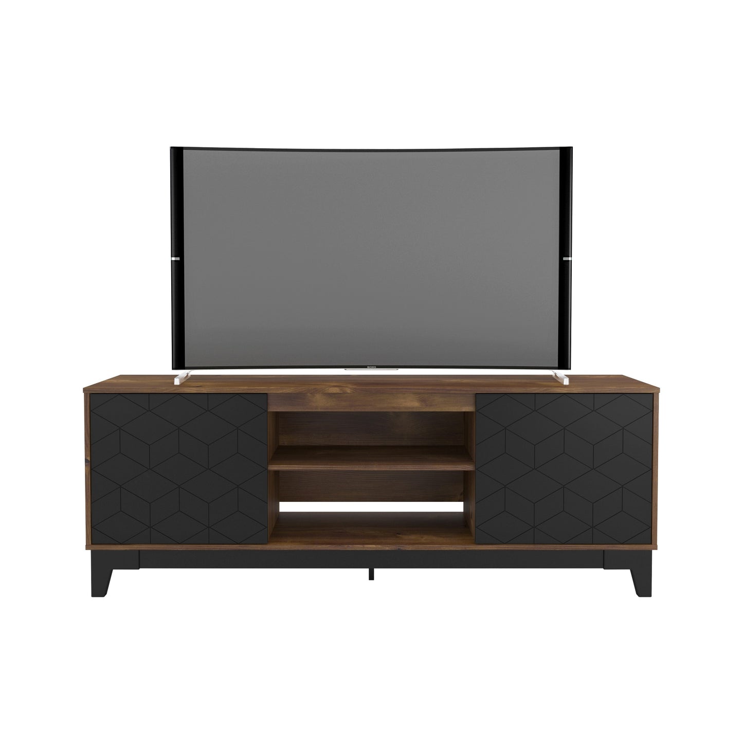 Meuble TV 72 pouces avec 2 portes, noir