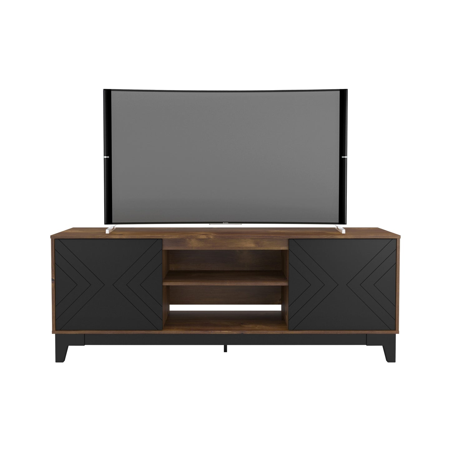 Meuble TV 72 pouces avec 2 portes, noir