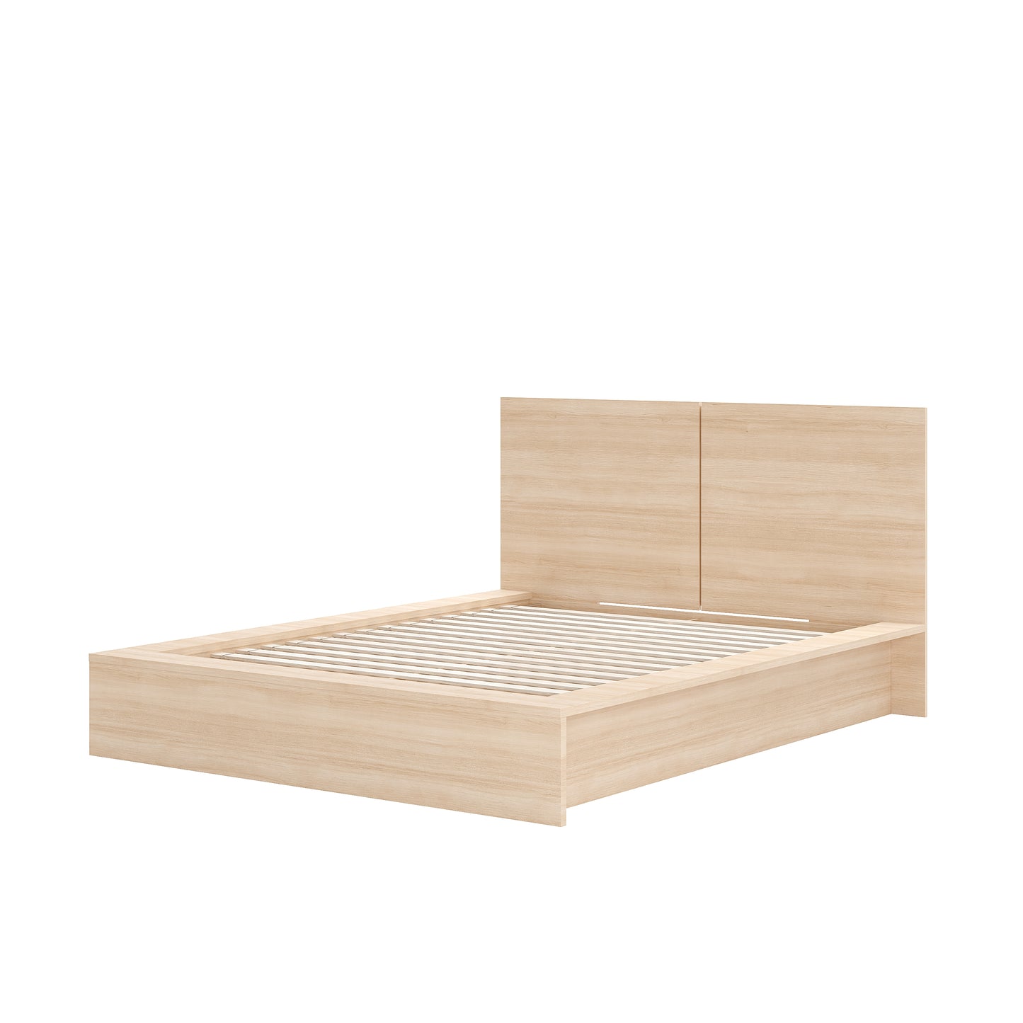 Lit plateforme avec tête de lit James, chêne blond naturel