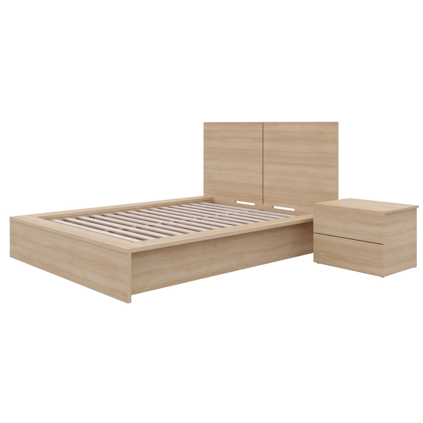 Ensemble de chambre à coucher James 3 pièces, chêne blond naturel