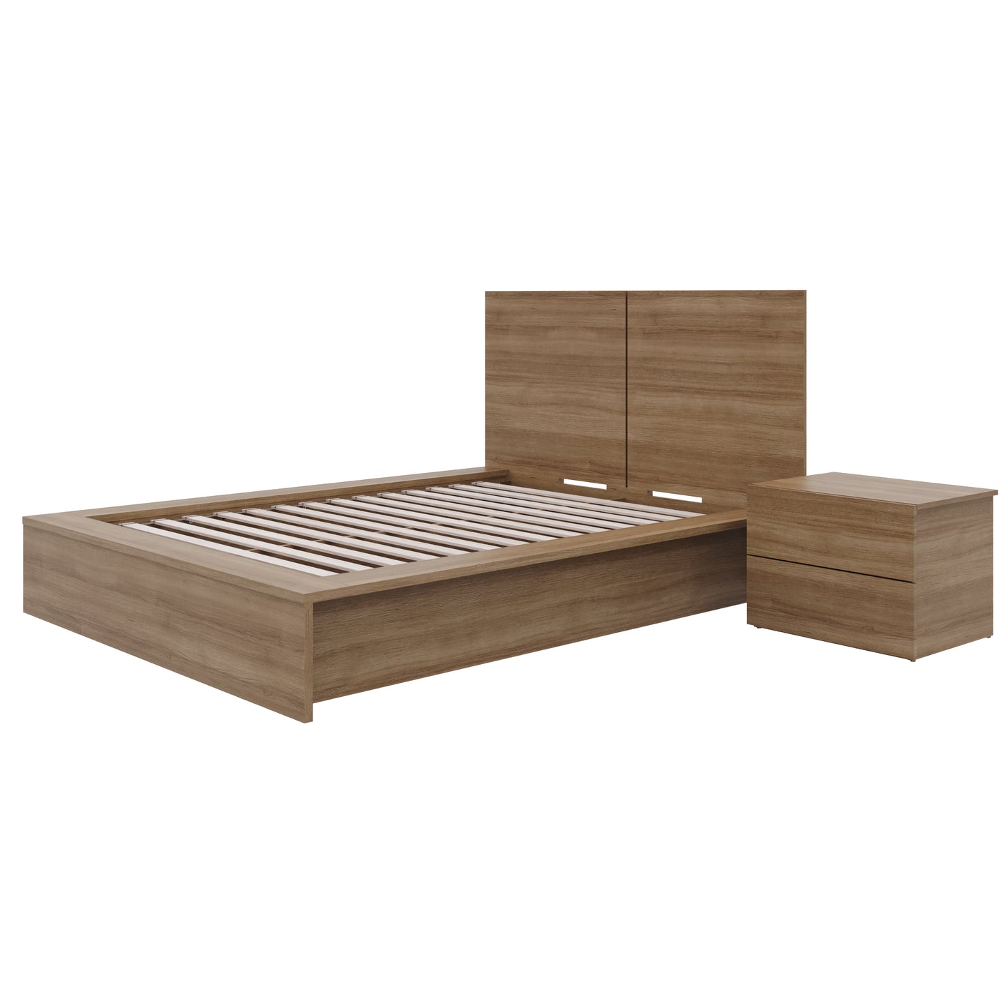 Ensemble de chambre à coucher James 3 pièces, chêne brun