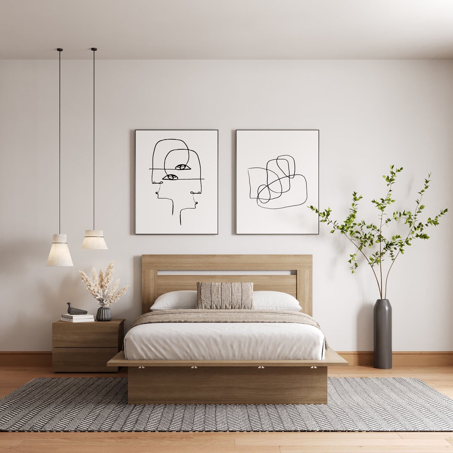 Ensemble de chambre à coucher Malibu 3 pièces, chêne brun
