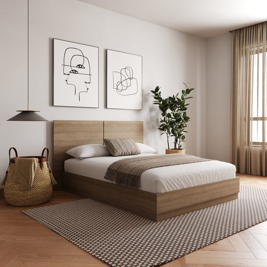 Milano Platform Bed Set, Brown Oak