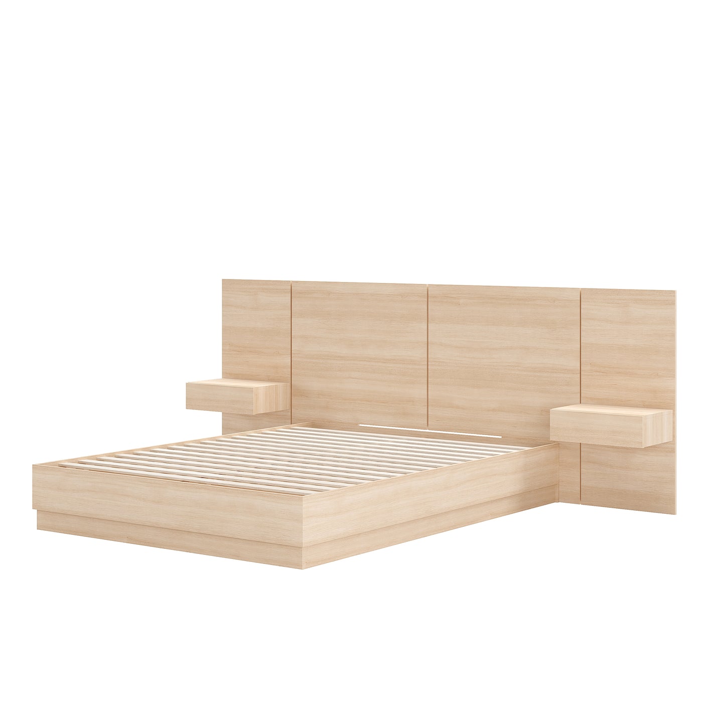 Ensemble de chambre à coucher plateforme 4 pièces Milano, chêne blond naturel
