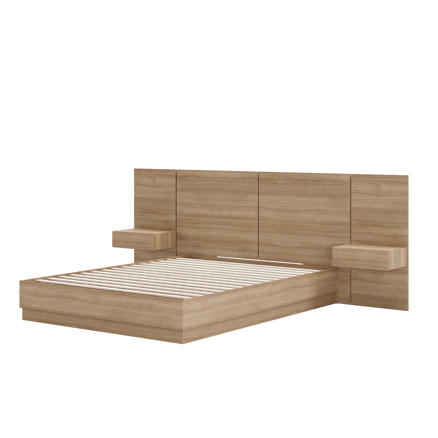 Ensemble de chambre à coucher plateforme 4 pièces Milano, chêne brun