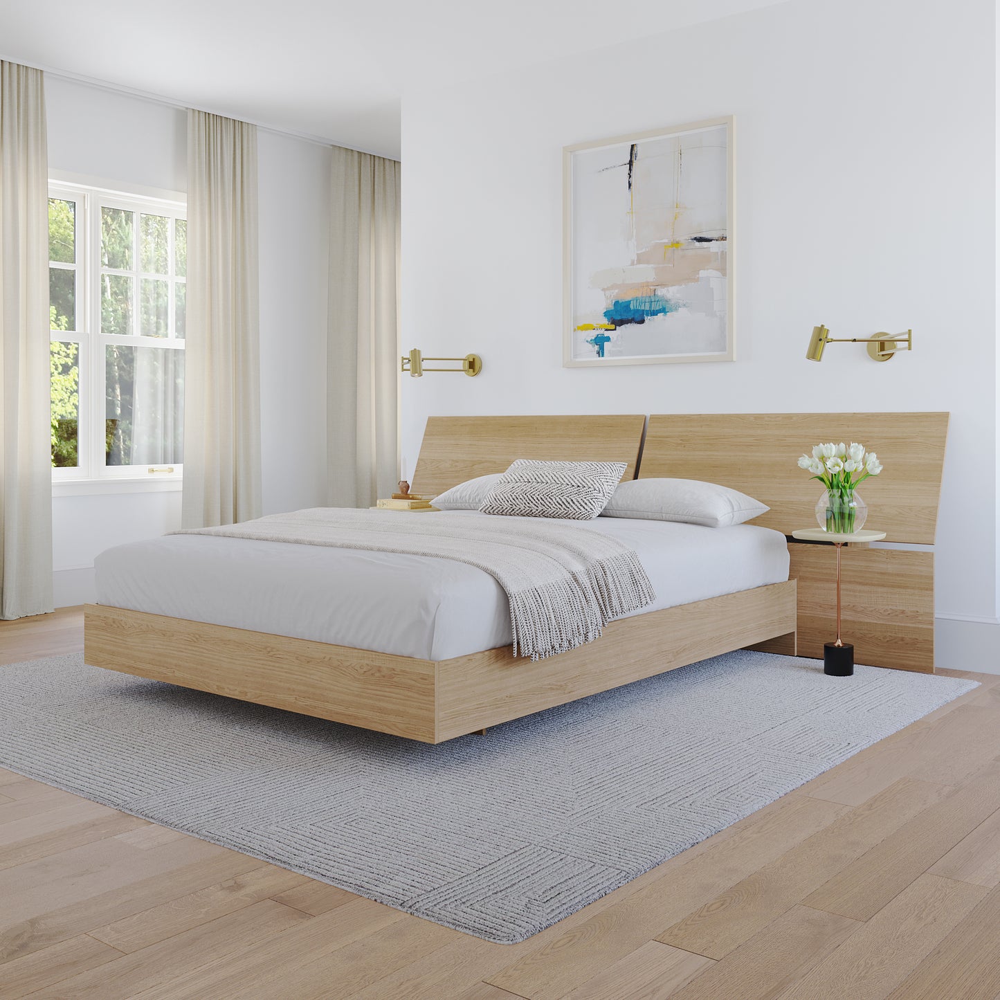Oslo 2-Piece Floating Platform Bed Set, Queen