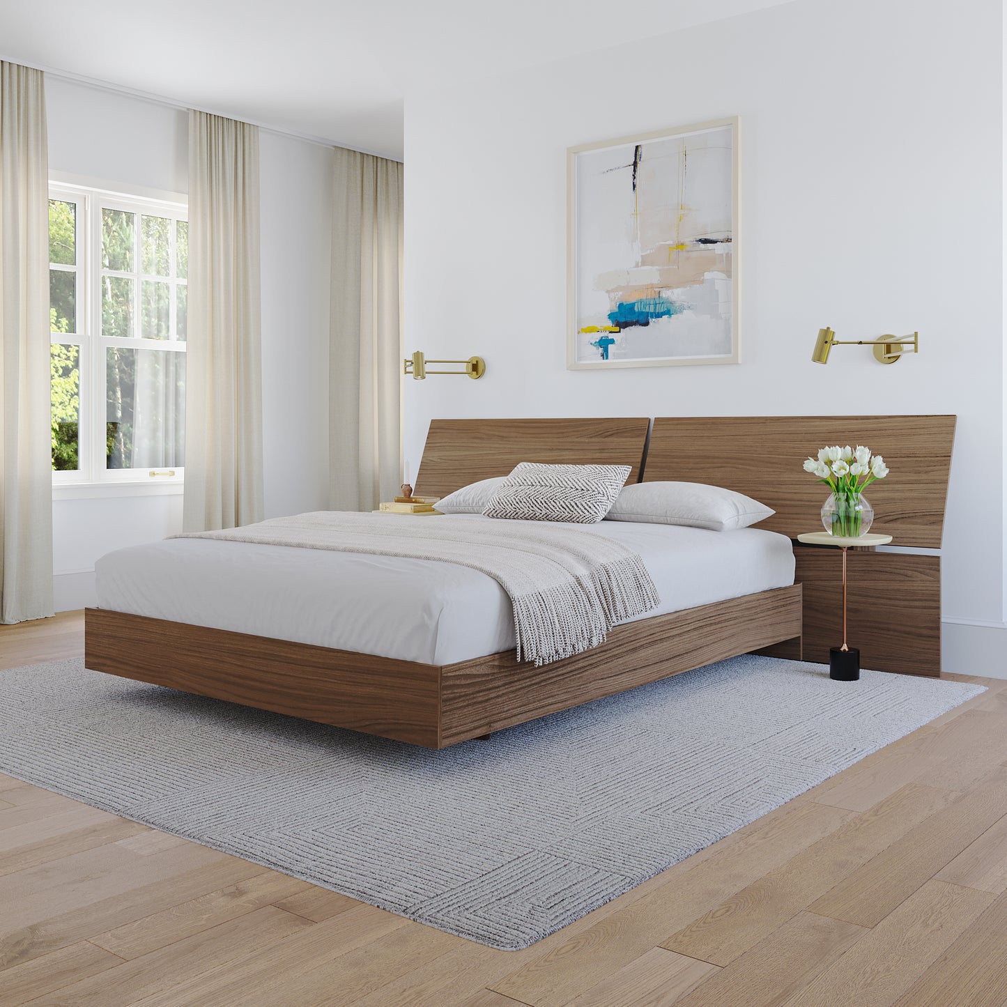 Oslo 2-Piece Floating Platform Bed Set, Queen