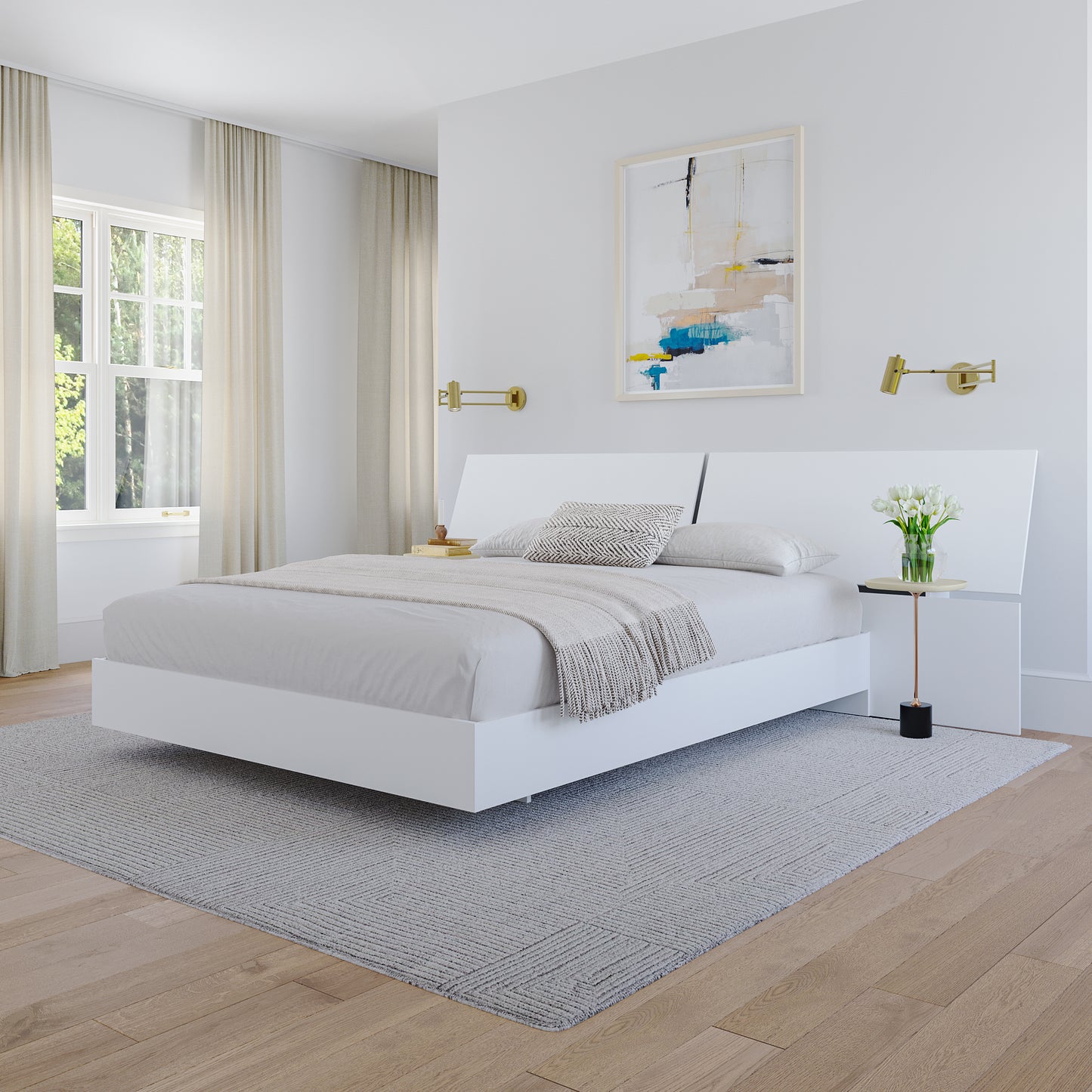 Oslo 2-Piece Floating Platform Bed Set, Queen