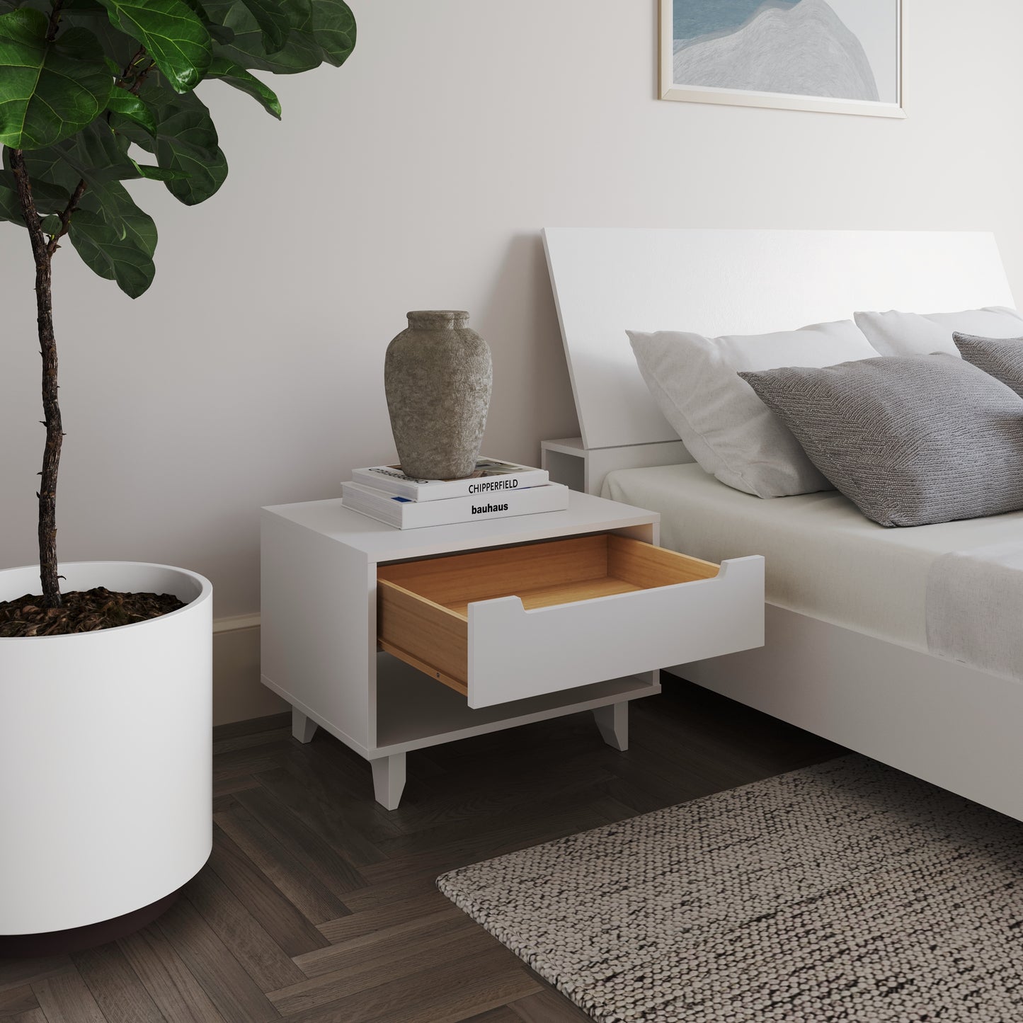 Porter 4-Piece Floating Platform Bedroom Set,2 Nightstands, Full