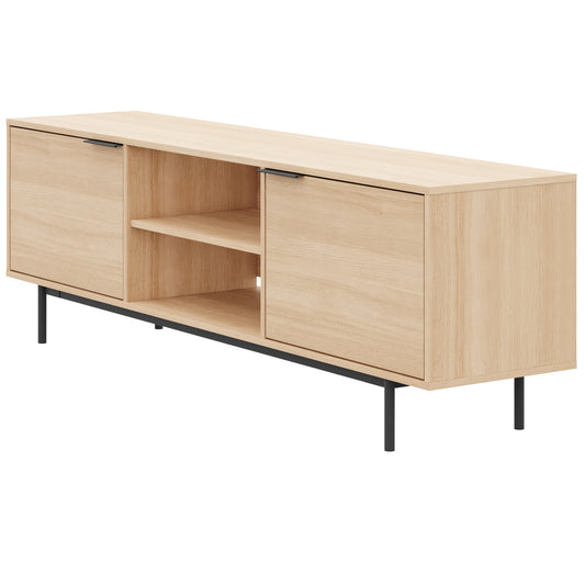 Hamilton 70” TV Stand with 2 Storage Cabinets in Natural Blonde Oak – product photo 2