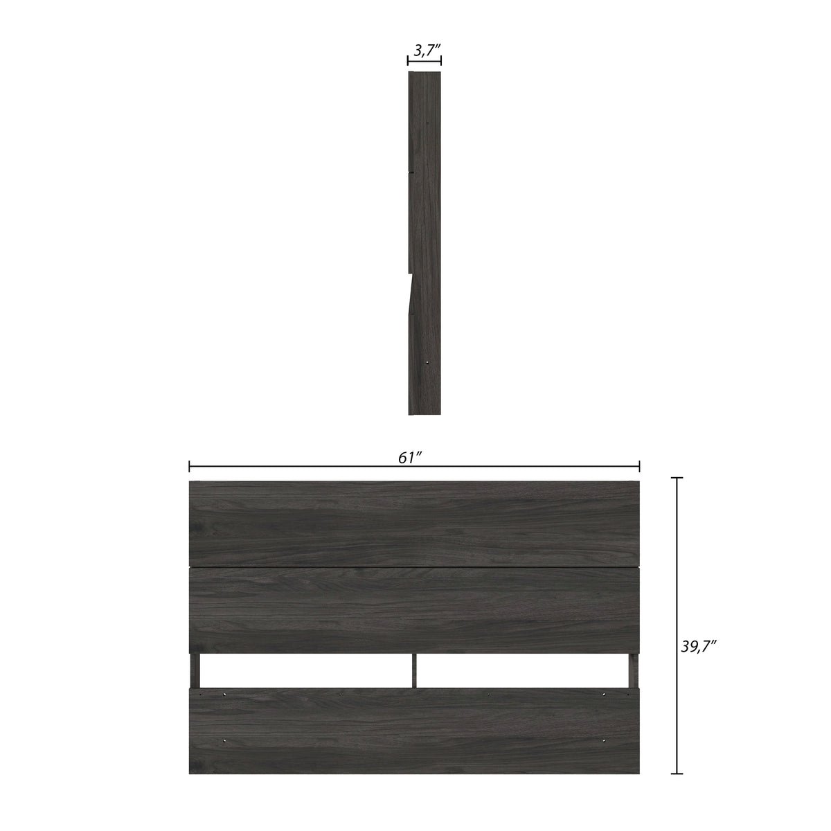 Panel Headboard, Queen in Bark Grey, Queen – dimensions diagram