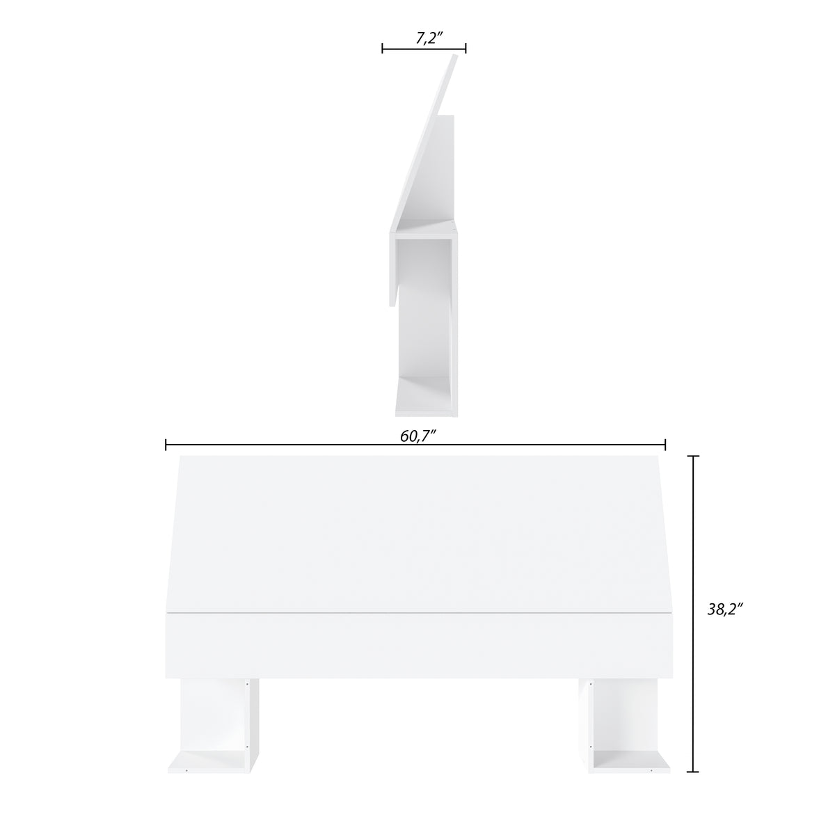 Storage Headboard, Queen in White, Queen – dimensions diagram