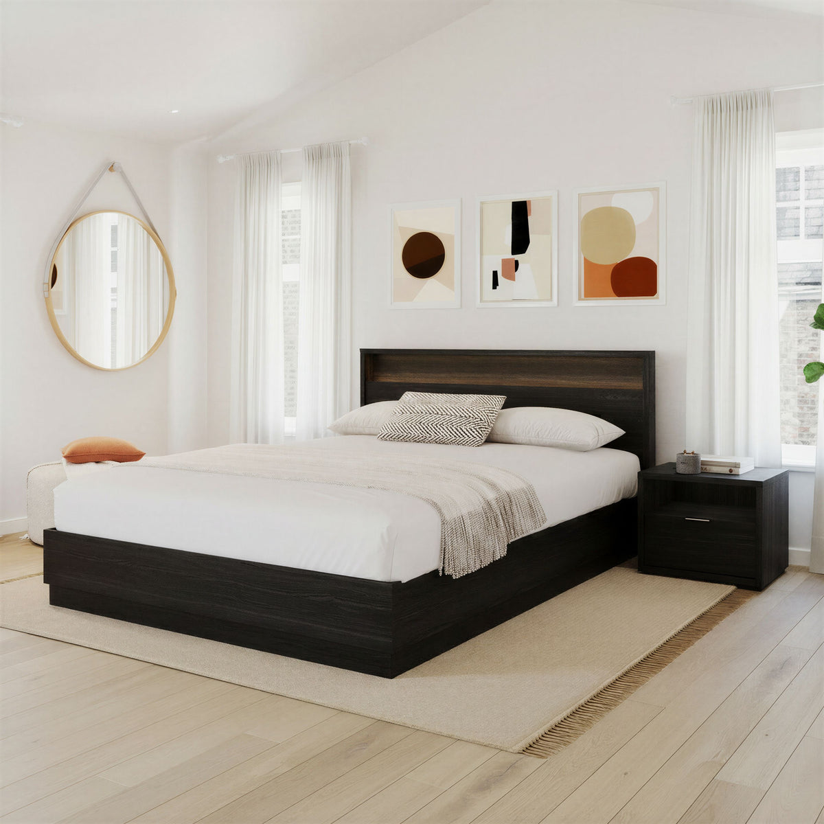 1-Drawer Modern Nightstand in Black Karisma – lifestyle photo 2