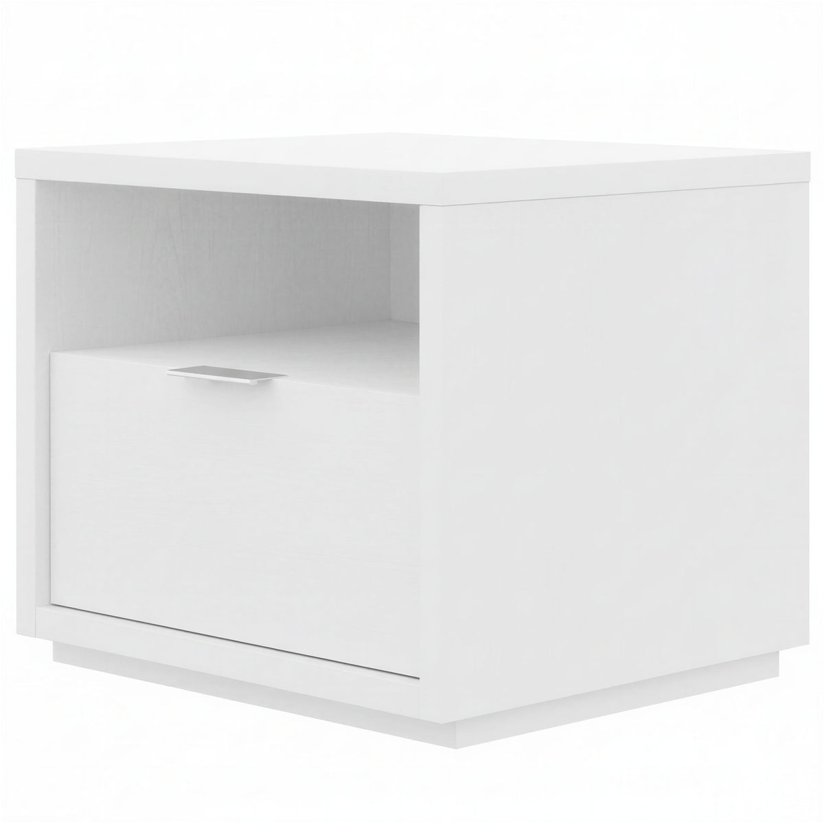 1-Drawer Modern Nightstand in White Wood Grain – product photo 2