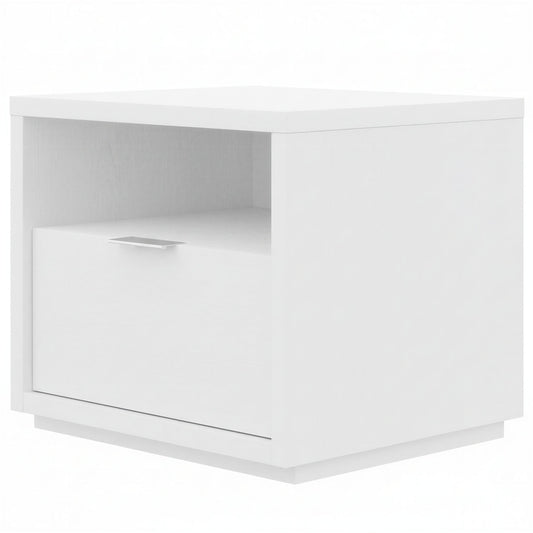 1-Drawer Modern Nightstand in White Wood Grain – product photo 2