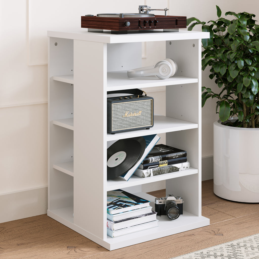 Jasper 4-Shelf Audio Tower Bookcase White