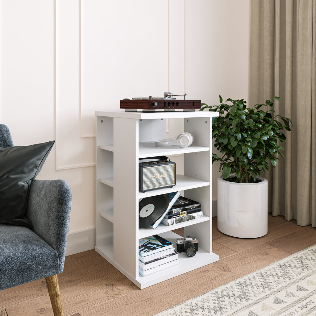 Jasper 4-Shelf Audio Tower Bookcase White