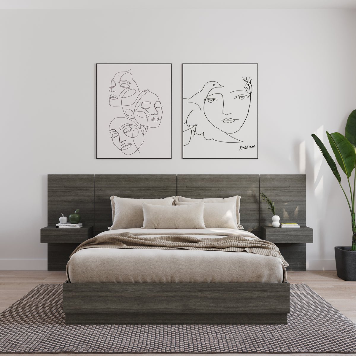 Milano Floating Nightstand Extension Panel Set of 2 in Grey Oak – lifestyle photo 3