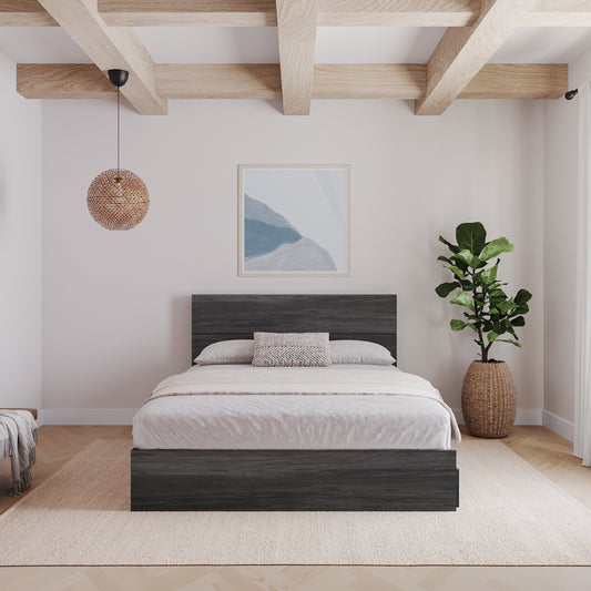 2-Piece Bedset With Bed Frame And Headboard, Queen in Bark Grey, Queen – lifestyle photo