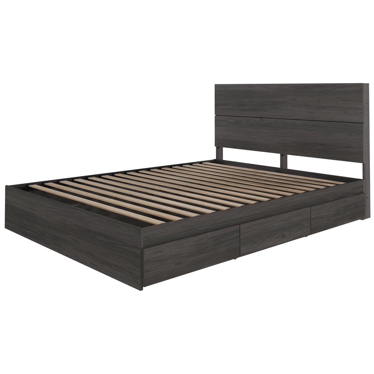 2-Piece Bedset With Bed Frame And Headboard, Queen in Bark Grey, Queen – product photo 2