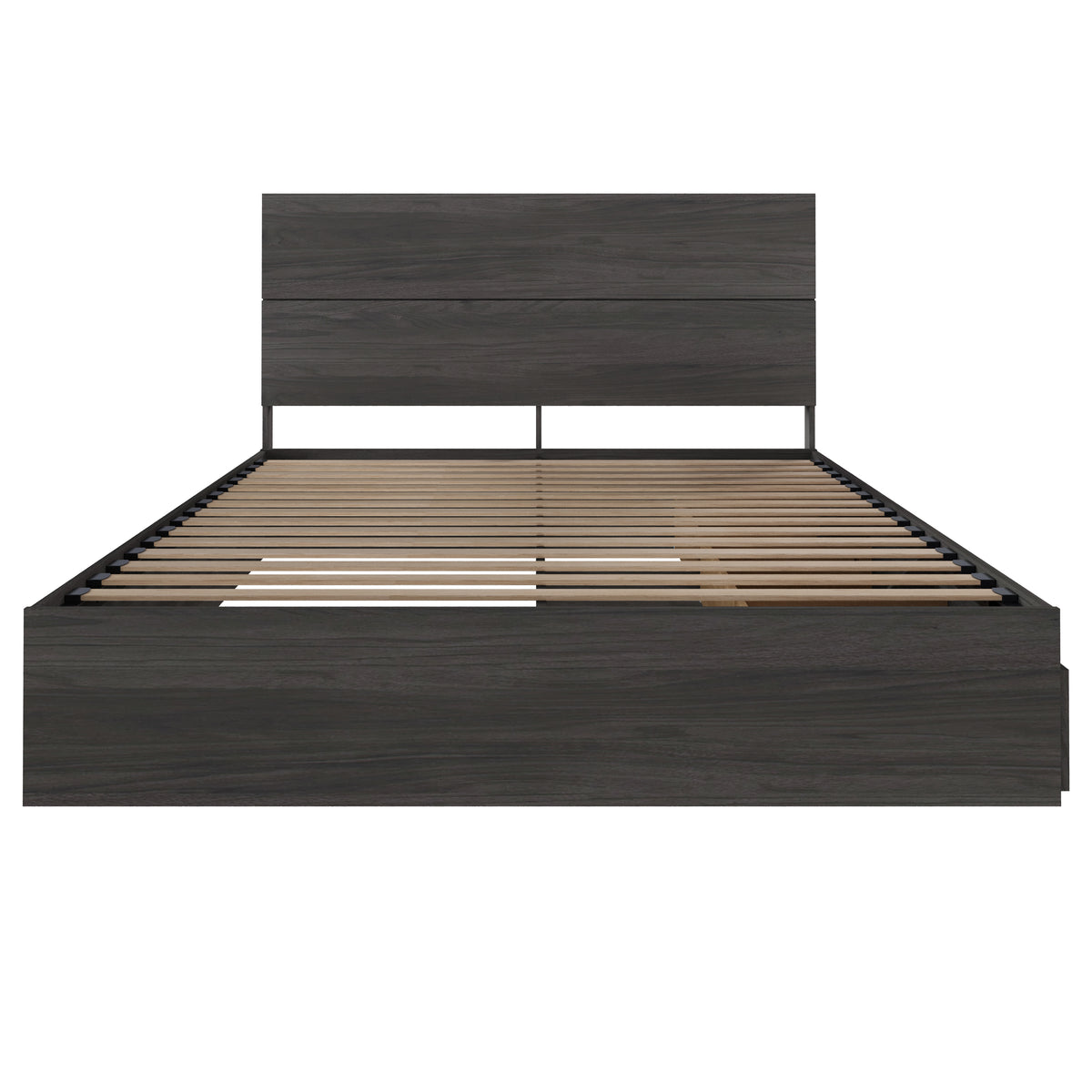 2-Piece Bedset With Bed Frame And Headboard, Queen in Bark Grey, Queen – product photo