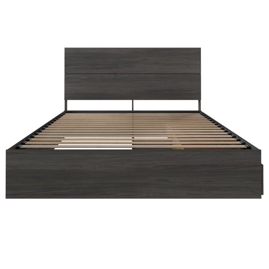 2-Piece Bedset With Bed Frame And Headboard, Queen in Bark Grey, Queen – product photo