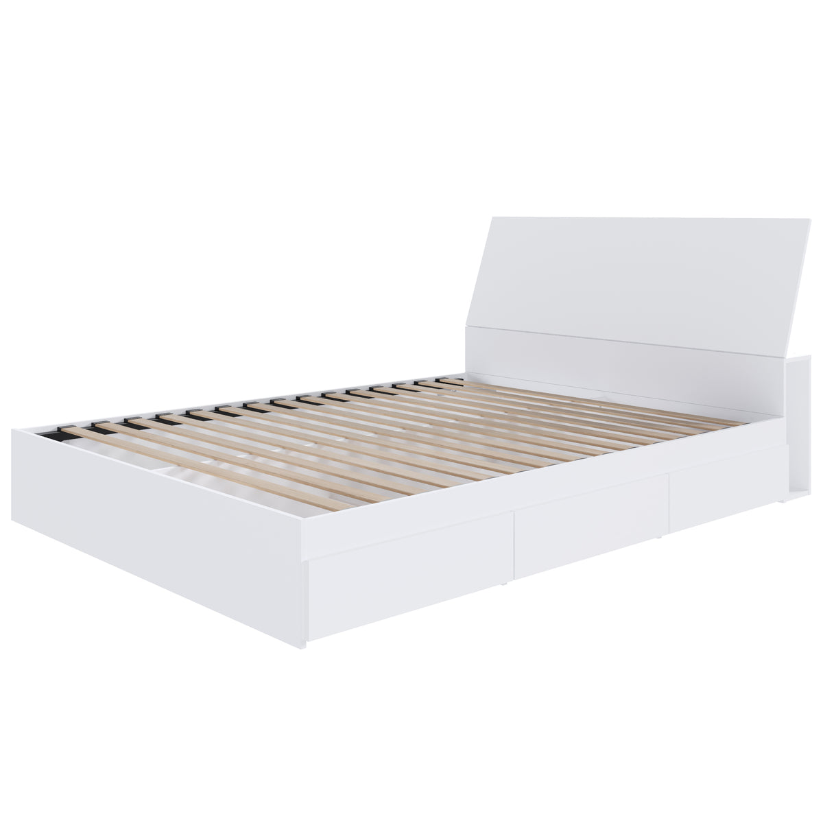 2-Piece Bedset With Bed Frame And Headboard, Queen in White, Queen – product photo 2