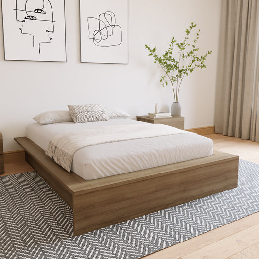 James Platform Bed, Brown Oak