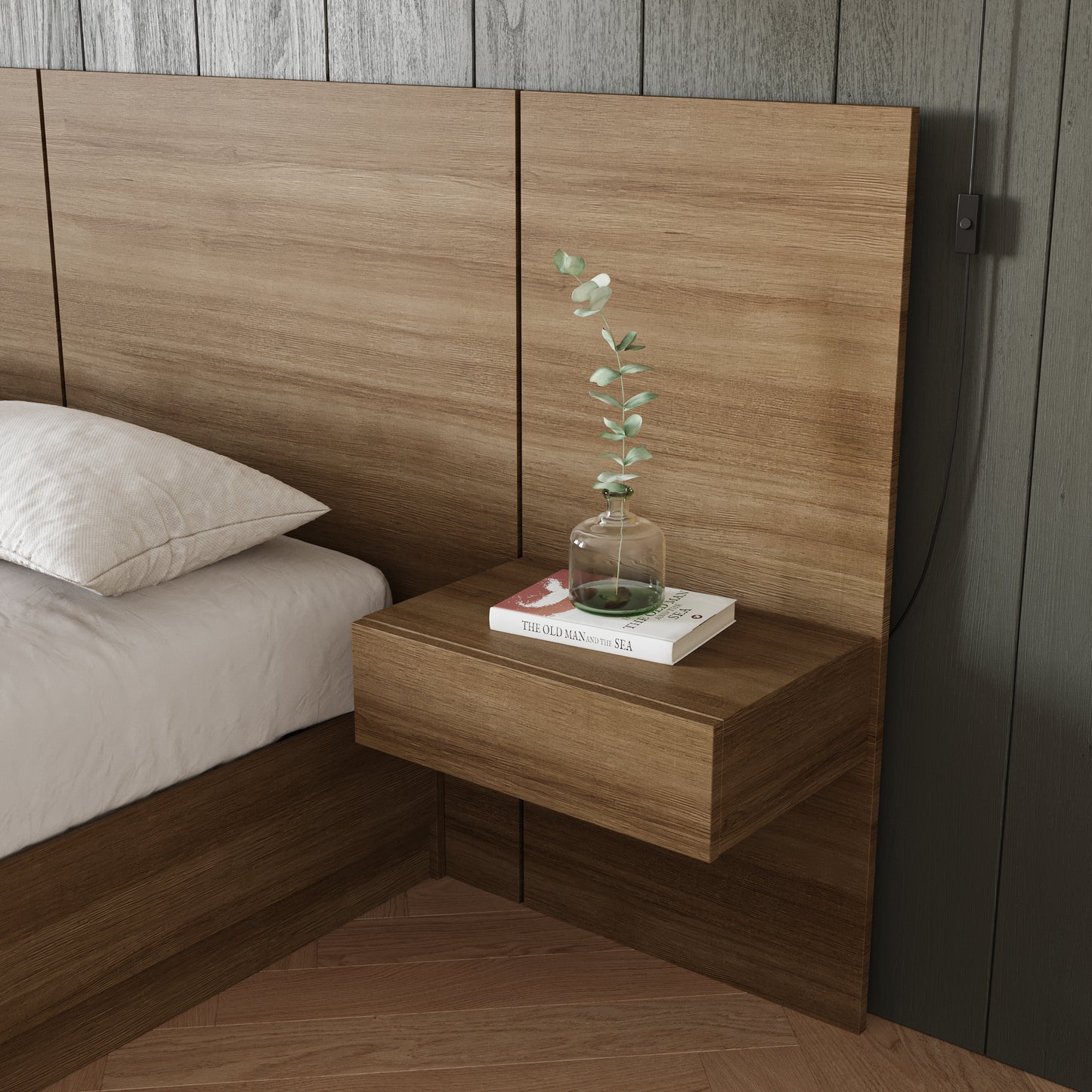 Ensemble de 2 panneaux d'extension pour table de nuit flottante Milano