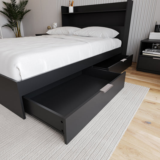 Hunter 2-Drawer Storage Bed, Black