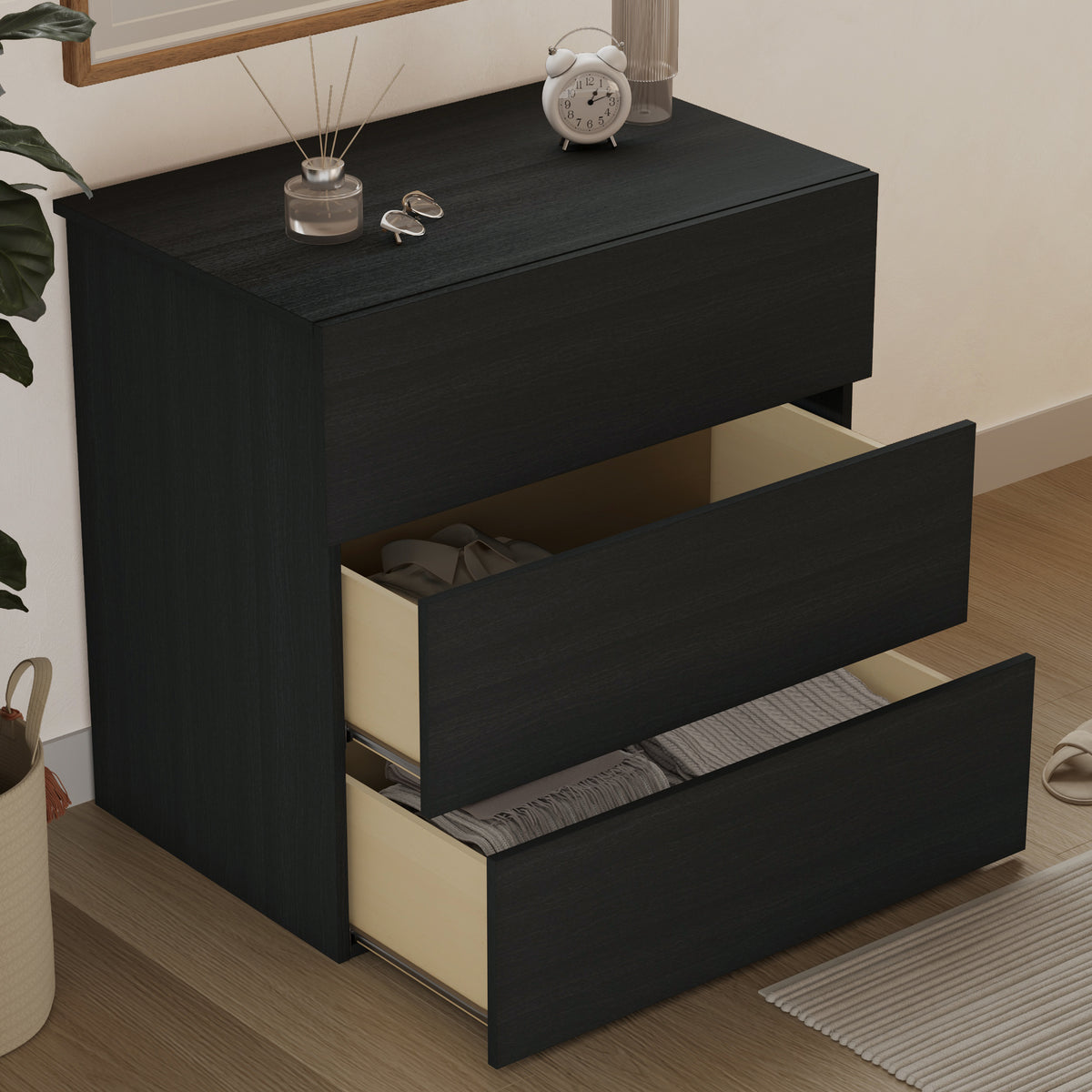 3-Drawer Modern Dresser in Black – lifestyle photo 3