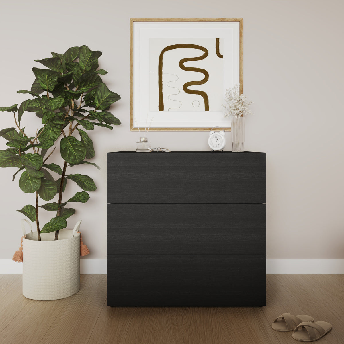 3-Drawer Modern Dresser in Black – lifestyle photo